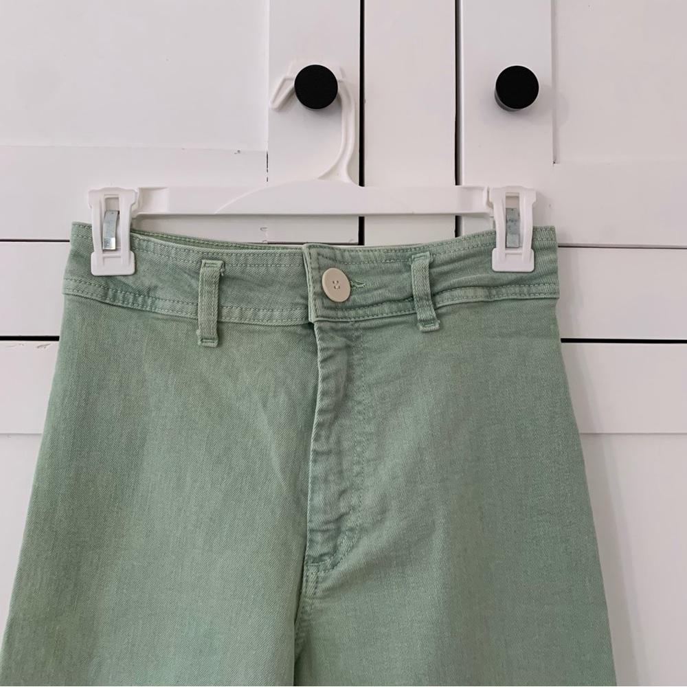 Zara Green High Waist Wide Leg Jeans Size 2 - Picture 2 of 6